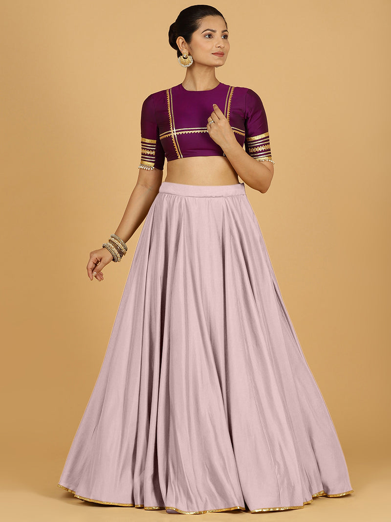 Jhalak x Tyohaar | Lilac Panelled Lehenga Skirt-Binks