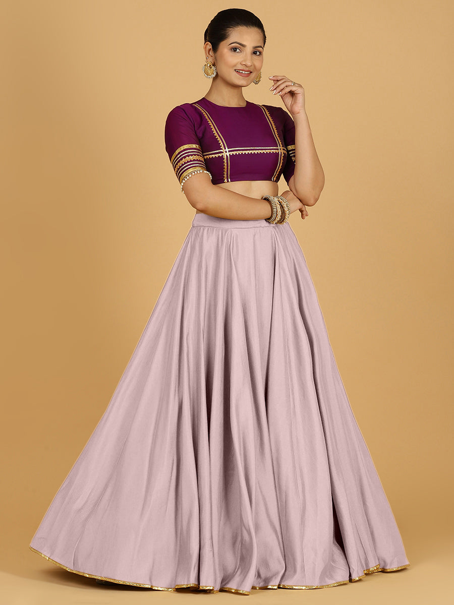 Jhalak x Tyohaar Lehenga Skirt, in Purple 80% Viscose 20% Polyester, made for party & festive (view 8).