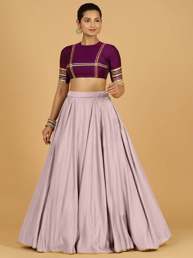 Jhalak x Tyohaar | Lilac Panelled Lehenga Skirt-Binks