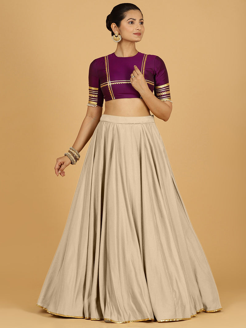 Jhalak x Tyohaar | Oyster Grey Panelled Lehenga Skirt-Binks