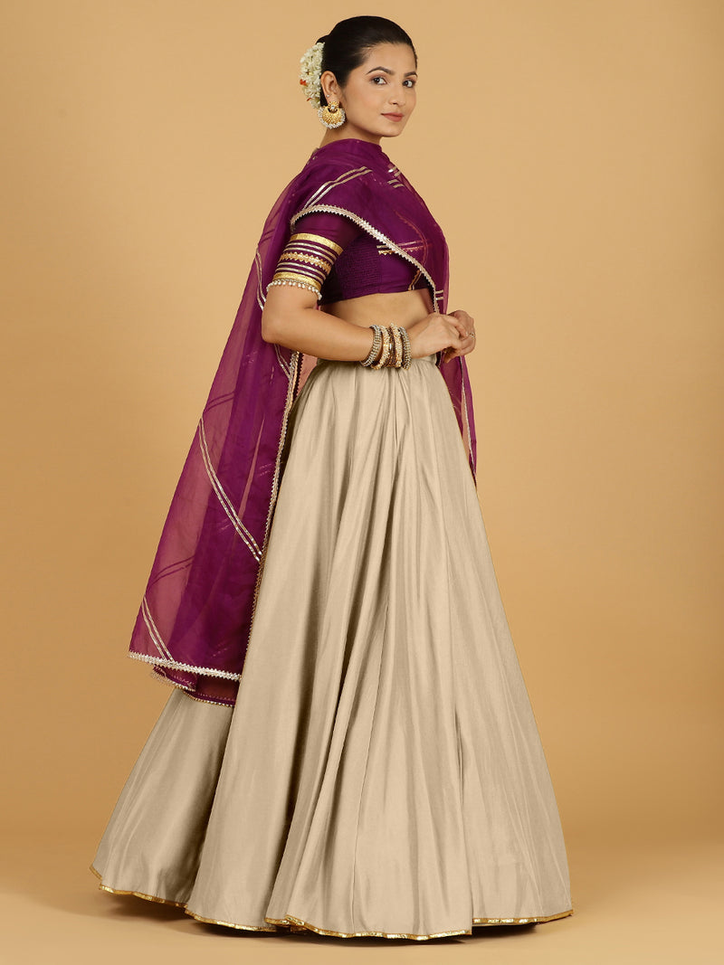 Jhalak x Tyohaar | Oyster Grey Panelled Lehenga Skirt-Binks