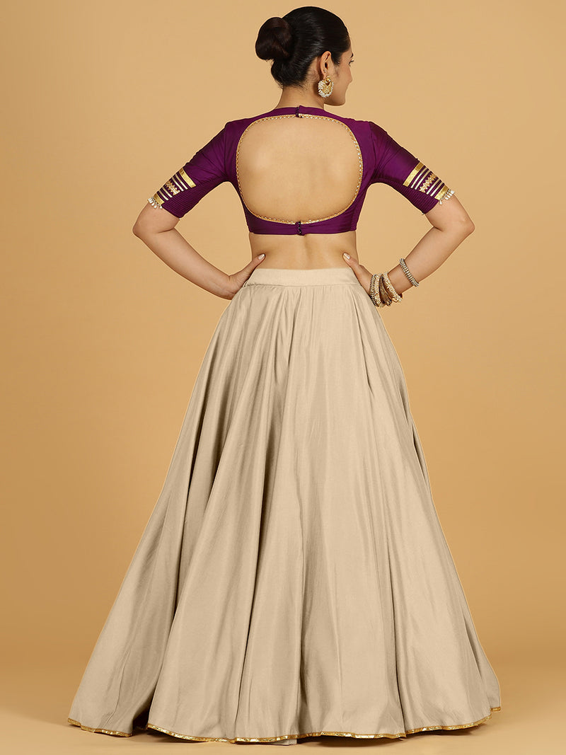 Jhalak x Tyohaar | Oyster Grey Panelled Lehenga Skirt-Binks