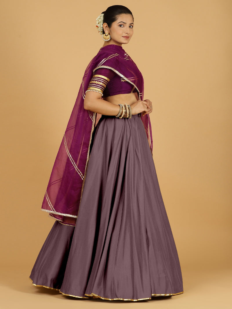 Jhalak x Tyohaar | Purple Mauve Panelled Lehenga Skirt-Binks