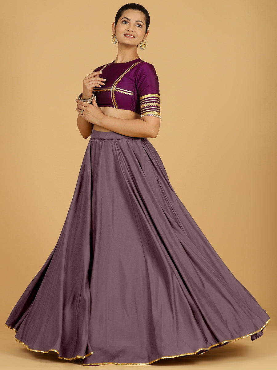 Jhalak x Tyohaar Lehenga Skirt, in Purple 80% Viscose 20% Polyester, made for party & festive (view 7).