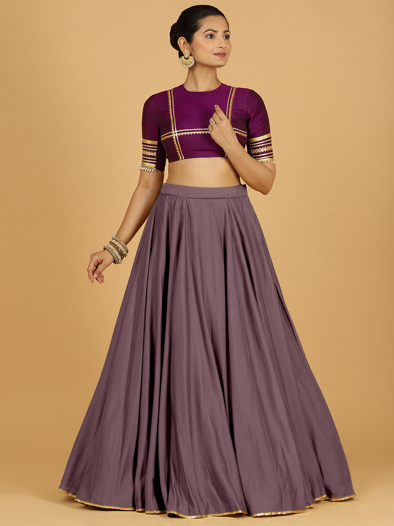 Jhalak x Tyohaar | Purple Mauve Panelled Lehenga Skirt-Binks