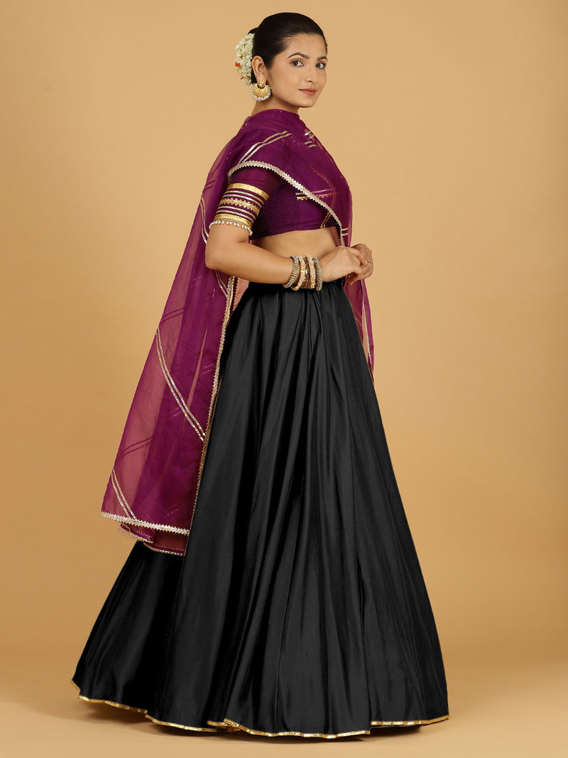 Jhalak x Tyohaar | Raven Black Panelled Lehenga Skirt-Binks