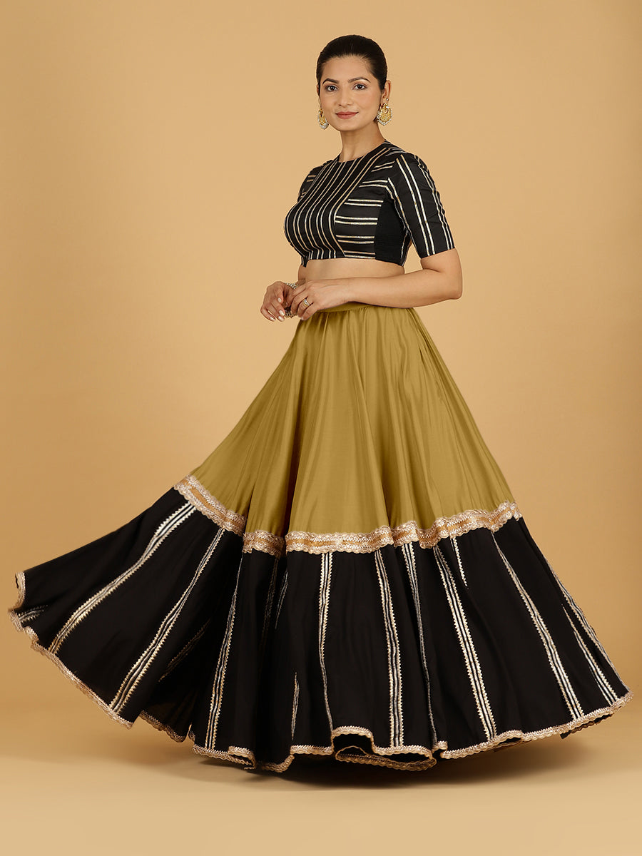 Mastani x Tyohaar Lehenga Skirt, in Yellow 80% Viscose 20% Polyester, made for party & festive (view 8).