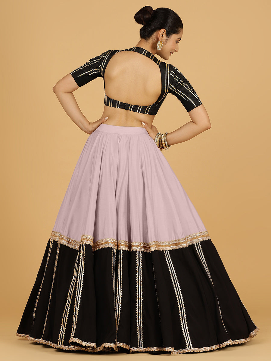 Mastani x Tyohaar Lehenga Skirt, in Purple 80% Viscose 20% Polyester, made for party & festive (view 2).