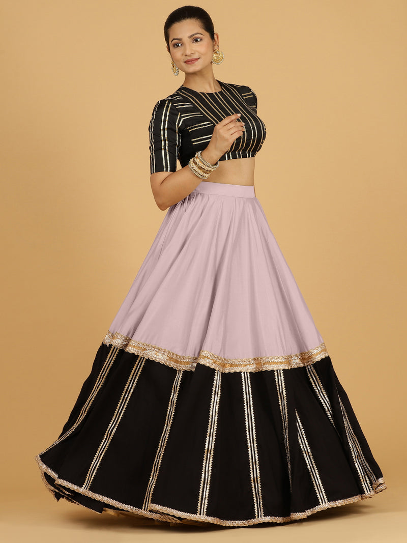 Mastani x Tyohaar | Lilac Panelled Lehenga Skirt-Binks