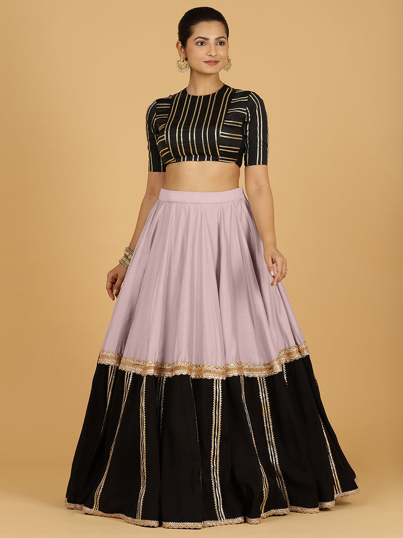 Mastani x Tyohaar | Lilac Panelled Lehenga Skirt-Binks
