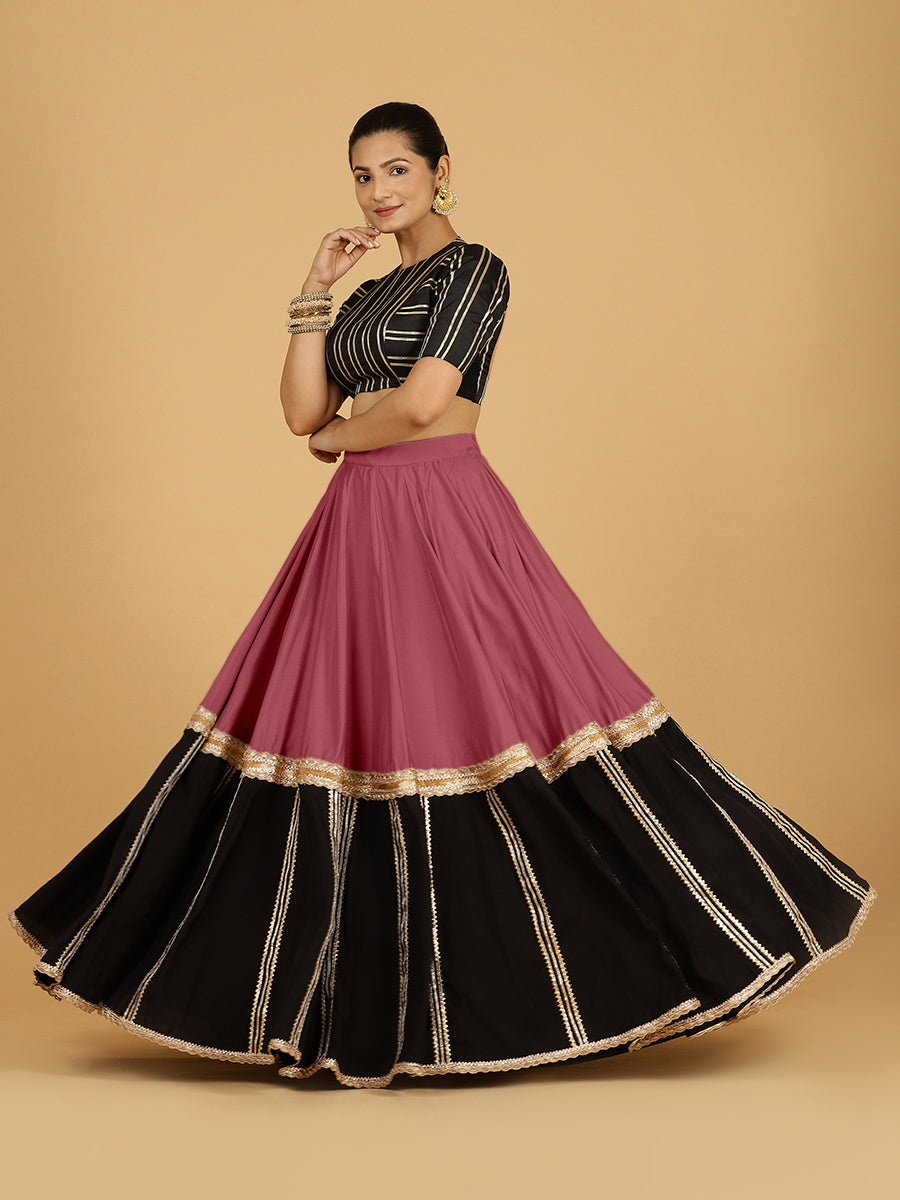 Mastani x Tyohaar Lehenga Skirt, in Pink 80% Viscose 20% Polyester, made for party & festive.