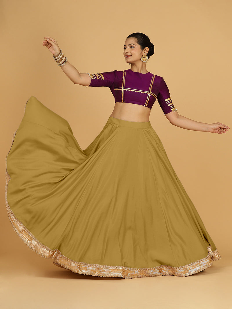 Zainab x Tyohaar Lehenga Skirt, in Yellow 80% Viscose 20% Polyester, made for party & festive.