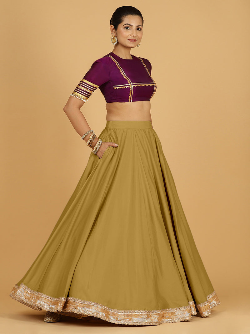 Zainab x Tyohaar Lehenga Skirt, in Yellow 80% Viscose 20% Polyester, made for party & festive (view 3).