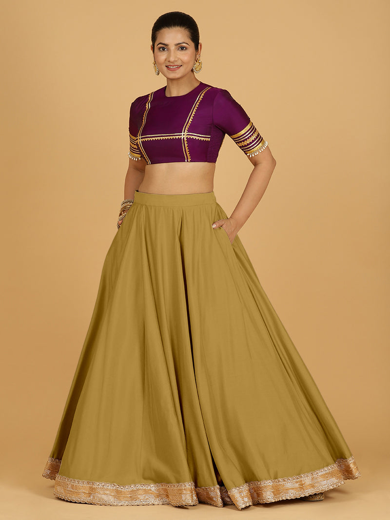 Zainab x Tyohaar Lehenga Skirt, in Yellow 80% Viscose 20% Polyester, made for party & festive (view 4).