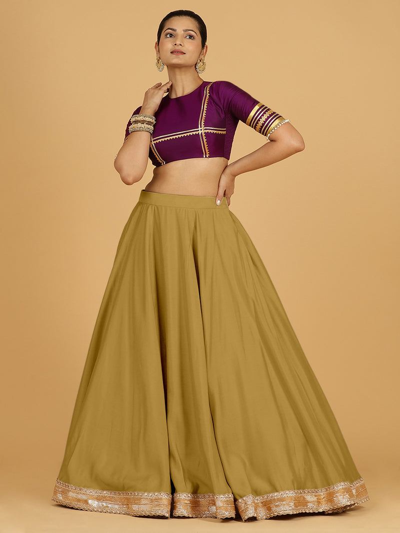 Zainab x Tyohaar Lehenga Skirt, in Yellow 80% Viscose 20% Polyester, made for party & festive (view 5).