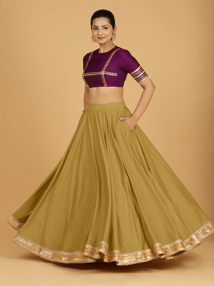 Zainab x Tyohaar Lehenga Skirt, in Yellow 80% Viscose 20% Polyester, made for party & festive (view 6).