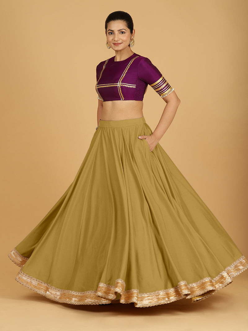 Zainab x Tyohaar Lehenga Skirt, in Yellow 80% Viscose 20% Polyester, made for party & festive (view 6).