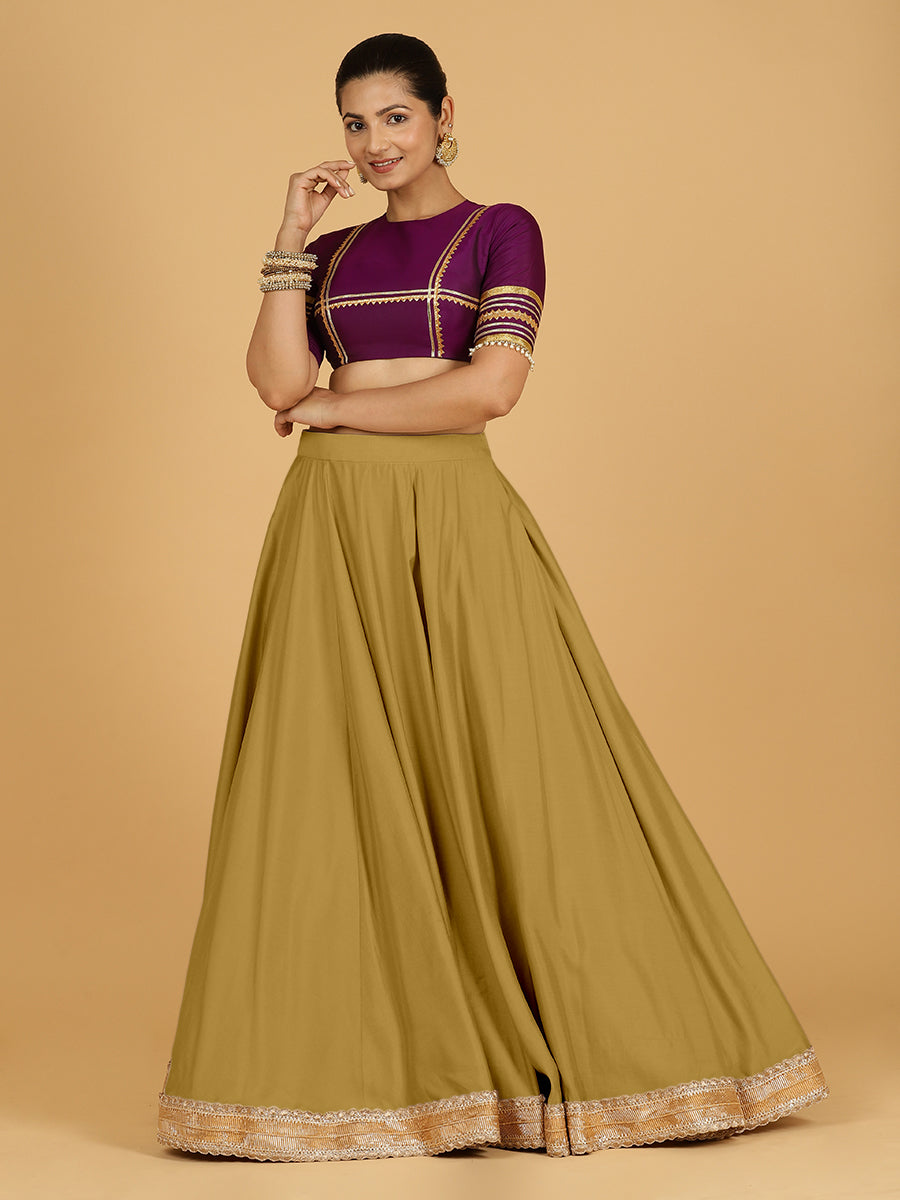 Zainab x Tyohaar Lehenga Skirt, in Yellow 80% Viscose 20% Polyester, made for party & festive (view 8).