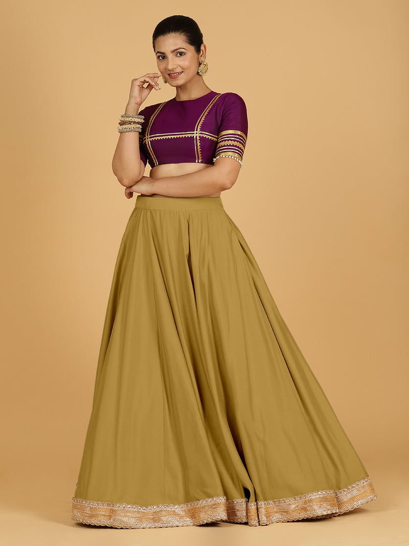 Zainab x Tyohaar Lehenga Skirt, in Yellow 80% Viscose 20% Polyester, made for party & festive (view 8).