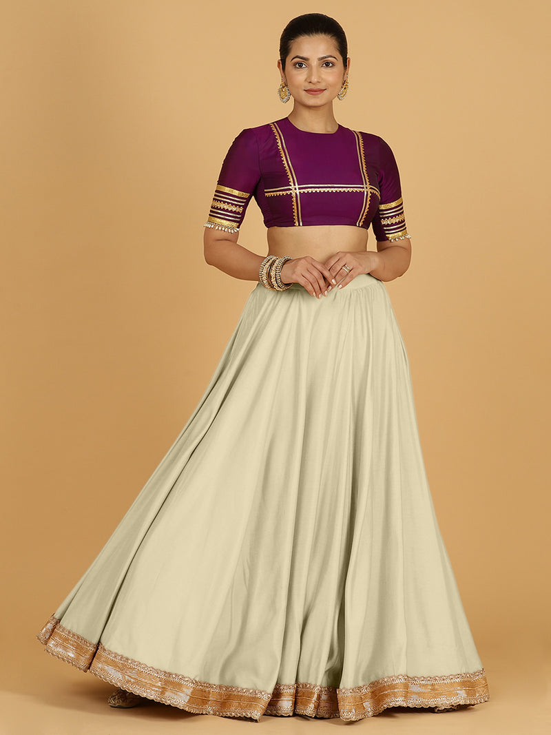 Zainab x Tyohaar Lehenga Skirt, in White 80% Viscose 20% Polyester, made for party & festive (view 10).