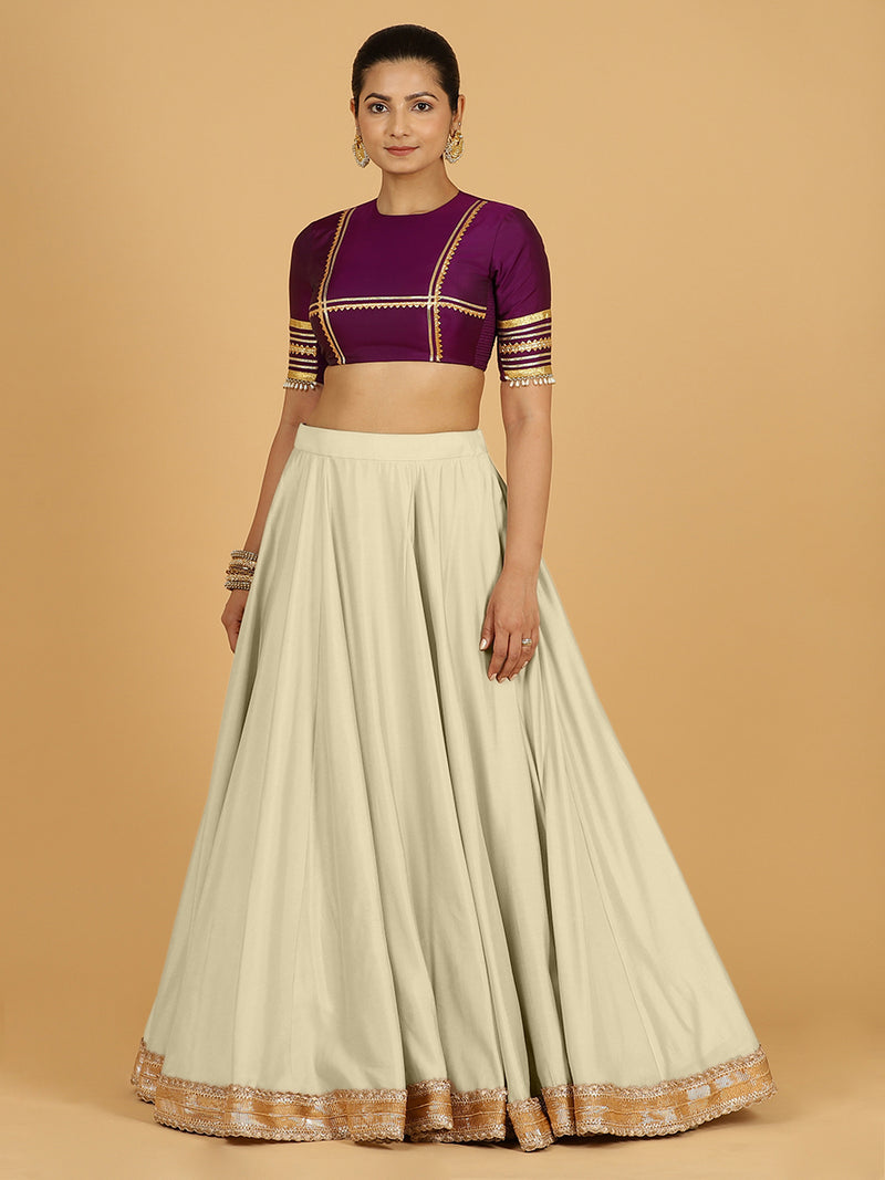Zainab x Tyohaar Lehenga Skirt, in White 80% Viscose 20% Polyester, made for party & festive (view 11).