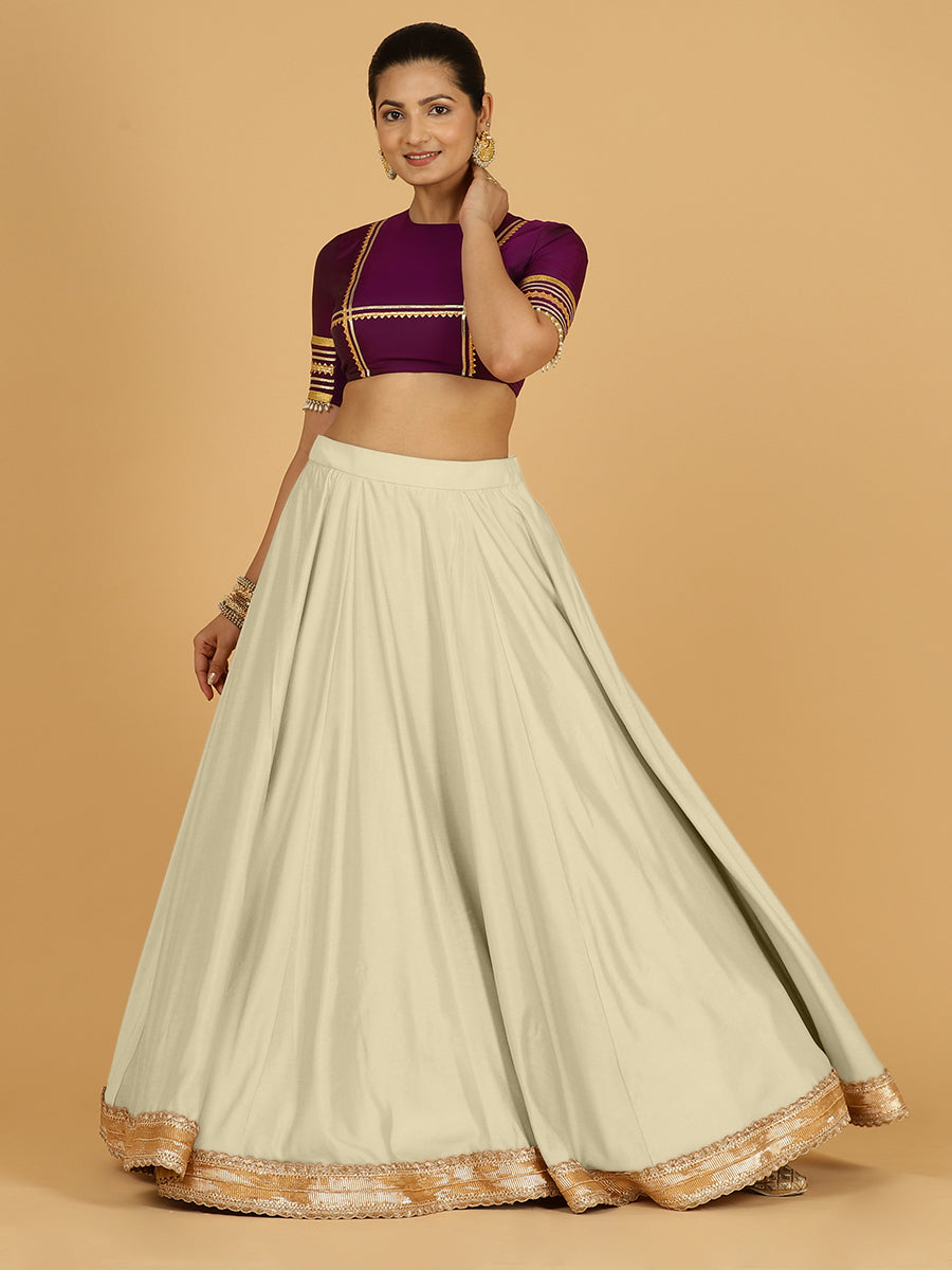 Zainab x Tyohaar Lehenga Skirt, in White 80% Viscose 20% Polyester, made for party & festive (view 6).
