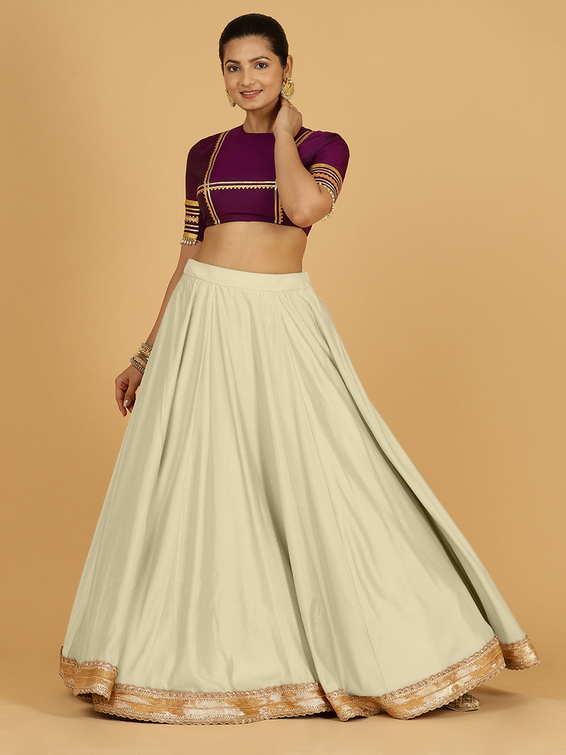 Zainab x Tyohaar Lehenga Skirt, in White 80% Viscose 20% Polyester, made for party & festive (view 6).