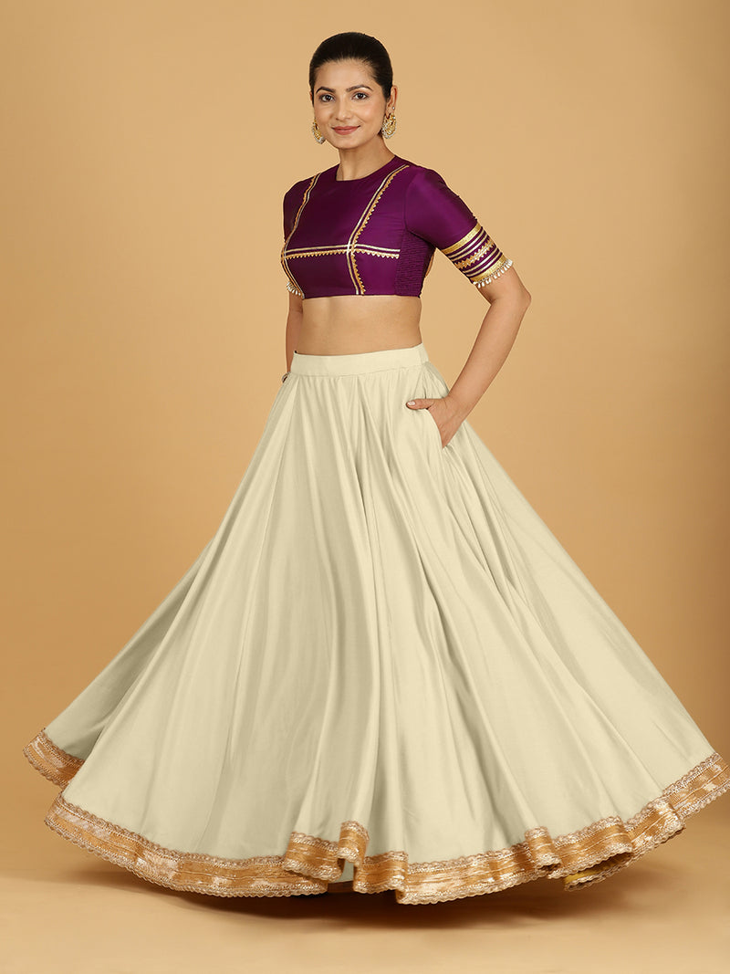 Zainab x Tyohaar Lehenga Skirt, in White 80% Viscose 20% Polyester, made for party & festive (view 7).