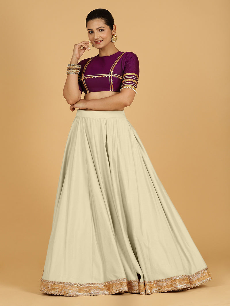 Zainab x Tyohaar Lehenga Skirt, in White 80% Viscose 20% Polyester, made for party & festive (view 8).