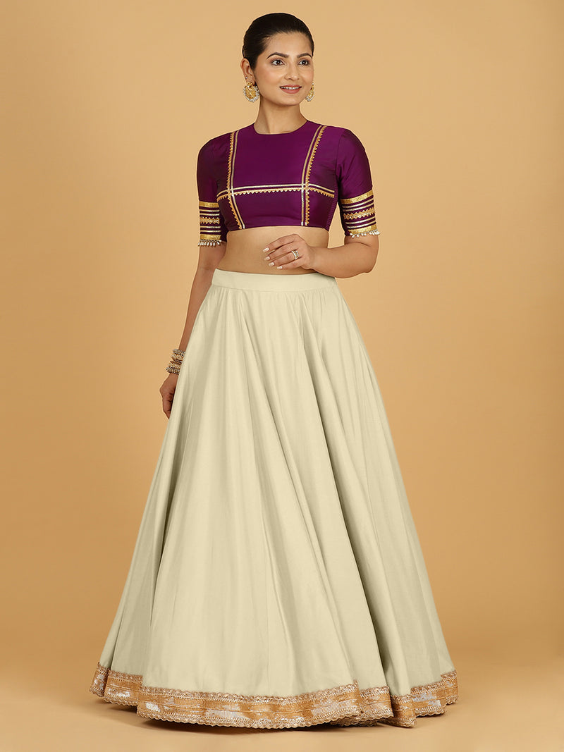 Zainab x Tyohaar Lehenga Skirt, in White 80% Viscose 20% Polyester, made for party & festive (view 9).