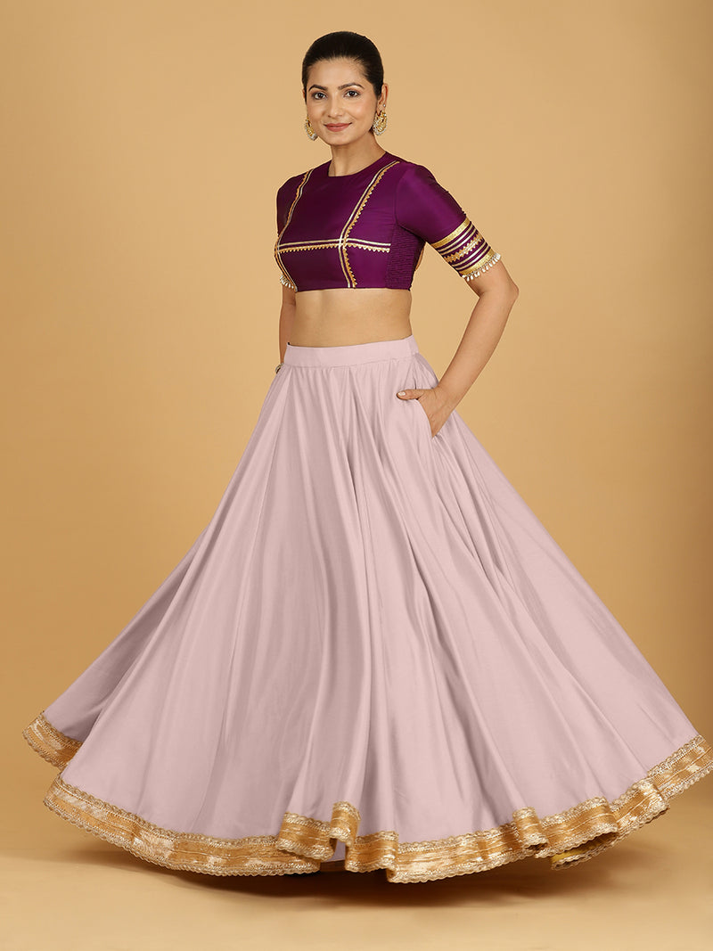 Zainab x Tyohaar Lehenga Skirt, in Purple 80% Viscose 20% Polyester, made for party & festive.