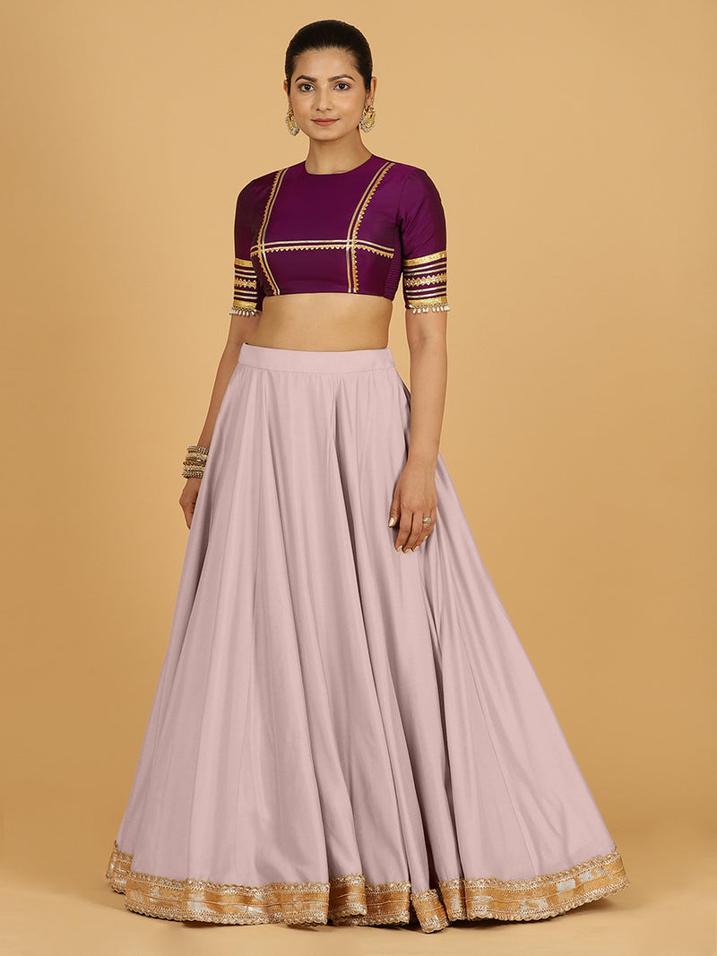 Zainab x Tyohaar Lehenga Skirt, in Purple 80% Viscose 20% Polyester, made for party & festive (view 11).