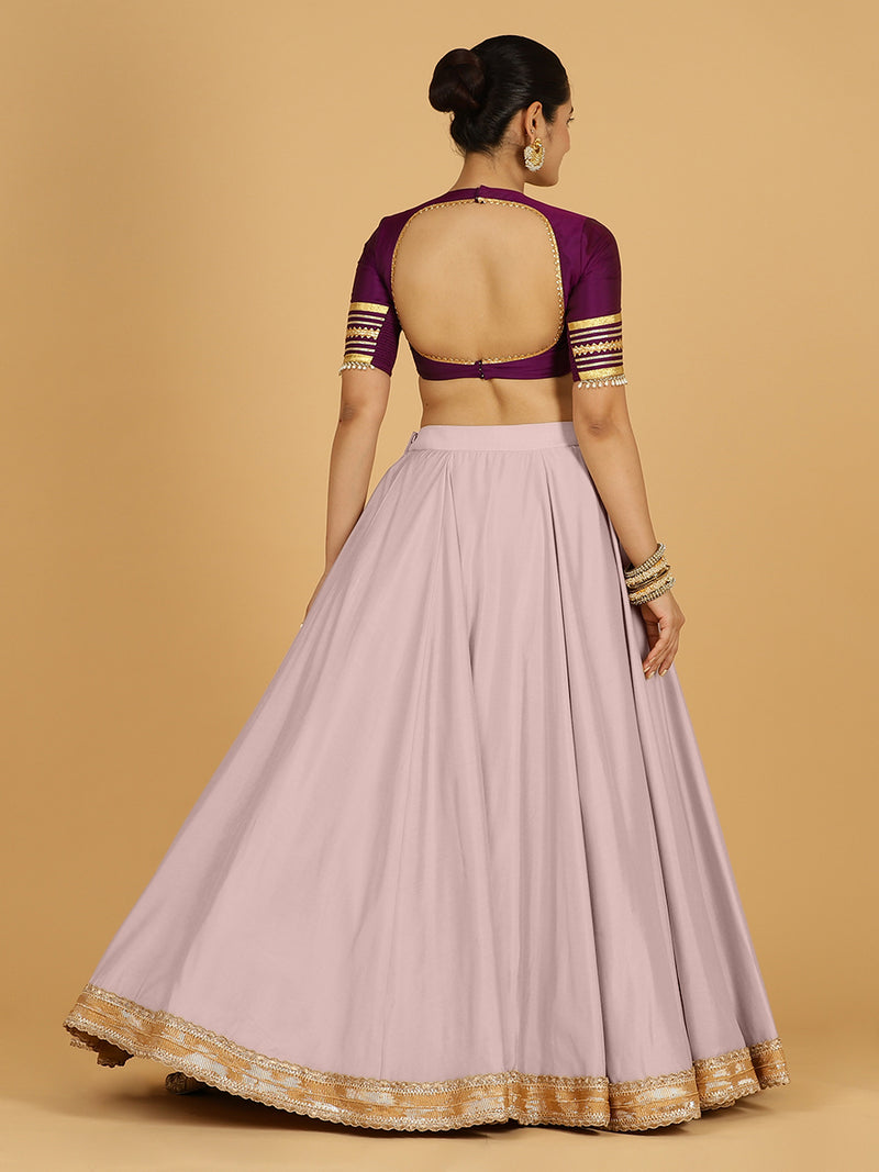 Zainab x Tyohaar Lehenga Skirt, in Purple 80% Viscose 20% Polyester, made for party & festive (view 2).