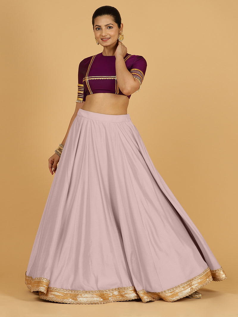 Zainab x Tyohaar Lehenga Skirt, in Purple 80% Viscose 20% Polyester, made for party & festive (view 6).