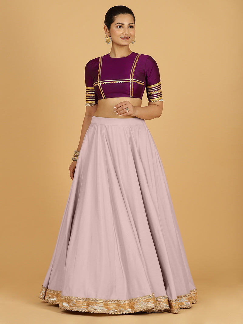 Zainab x Tyohaar Lehenga Skirt, in Purple 80% Viscose 20% Polyester, made for party & festive (view 9).