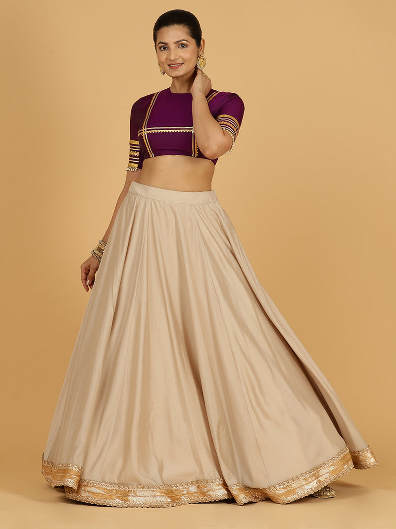 Zainab x Tyohaar | Oyster Grey Panelled Lehenga Skirt-Binks