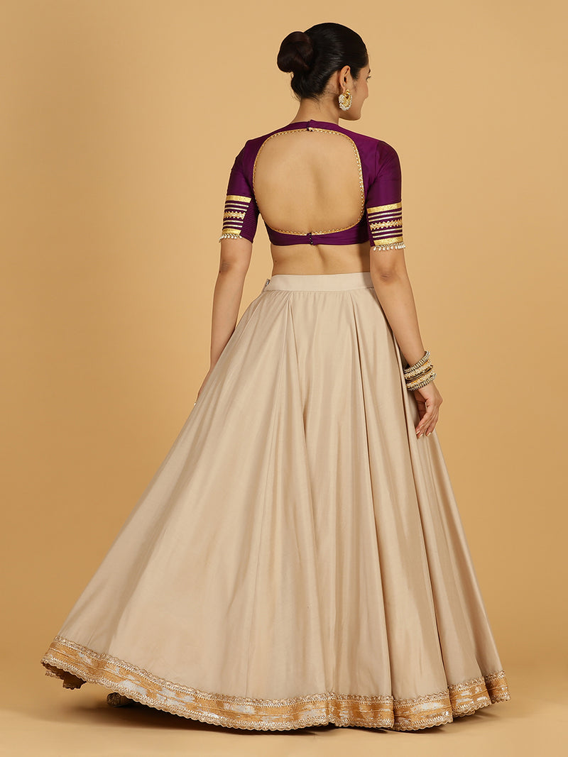 Zainab x Tyohaar | Oyster Grey Panelled Lehenga Skirt-Binks