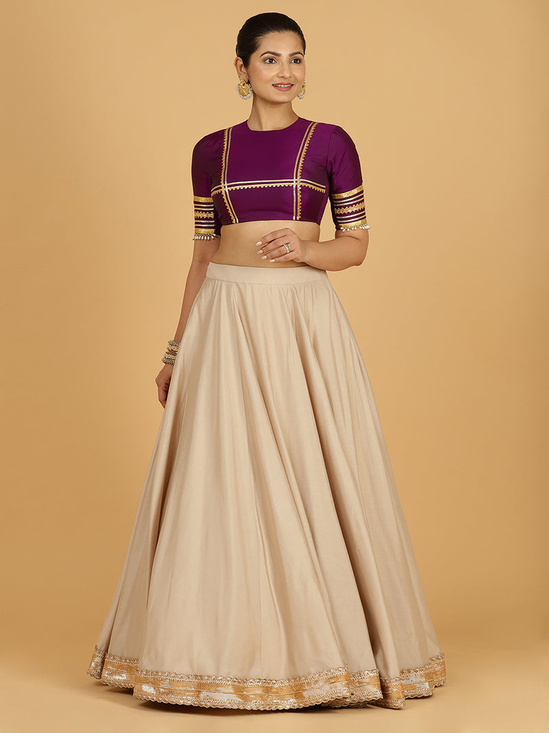 Zainab x Tyohaar | Oyster Grey Panelled Lehenga Skirt-Binks