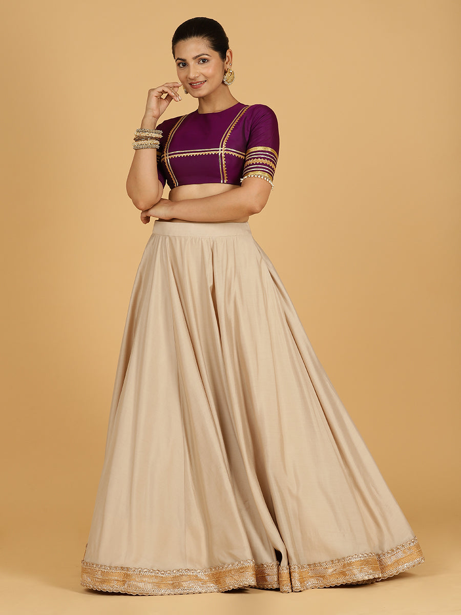 Zainab x Tyohaar Lehenga Skirt, in Grey 80% Viscose 20% Polyester, made for party & festive (view 8).