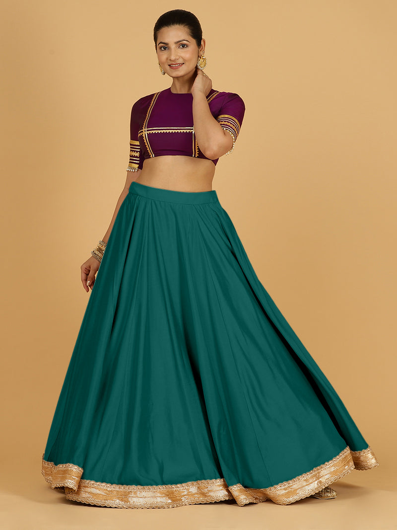 Zainab x Tyohaar | Peacock Green Panelled Lehenga Skirt-Binks