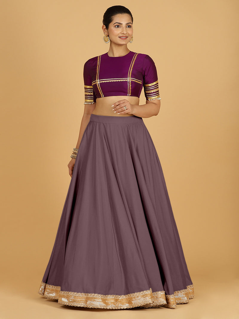 Zainab x Tyohaar Lehenga Skirt, in Purple 80% Viscose 20% Polyester, made for party & festive (view 10).