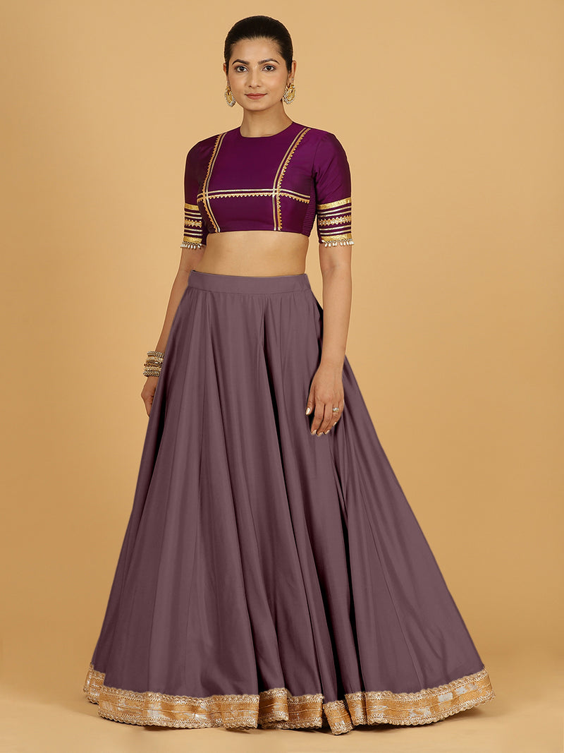 Zainab x Tyohaar Lehenga Skirt, in Purple 80% Viscose 20% Polyester, made for party & festive (view 11).
