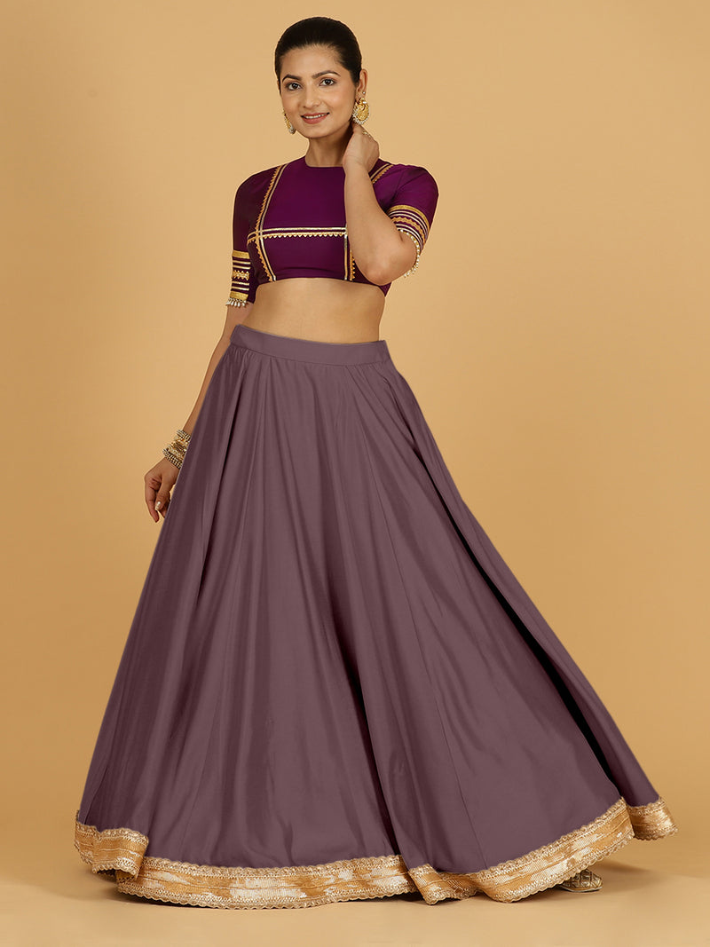 Zainab x Tyohaar Lehenga Skirt, in Purple 80% Viscose 20% Polyester, made for party & festive (view 4).