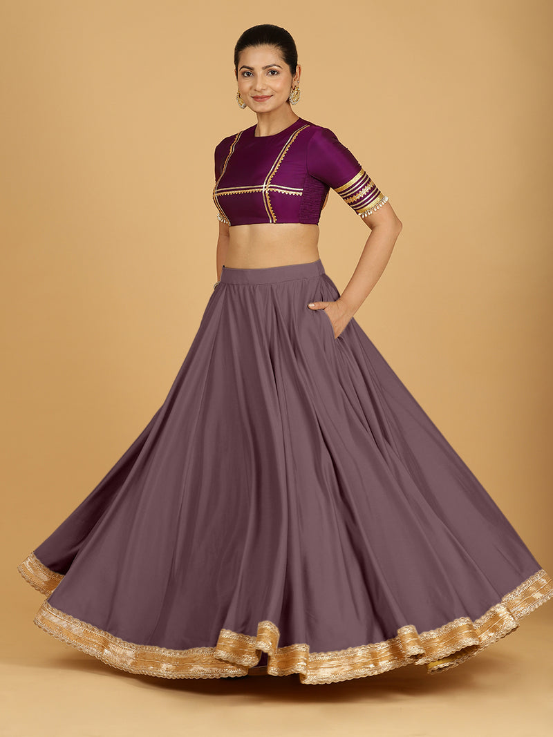 Zainab x Tyohaar Lehenga Skirt, in Purple 80% Viscose 20% Polyester, made for party & festive (view 6).