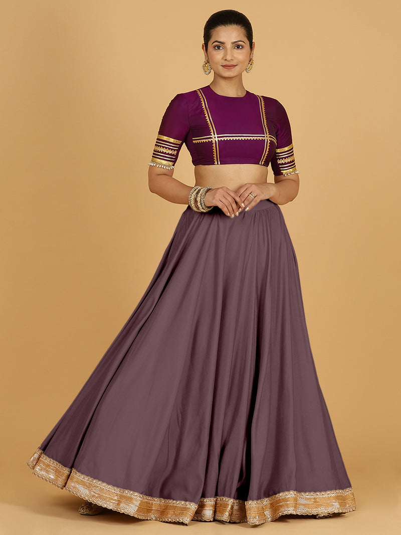 Zainab x Tyohaar Lehenga Skirt, in Purple 80% Viscose 20% Polyester, made for party & festive (view 8).