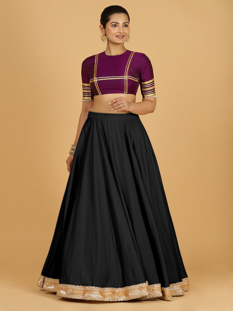 Zainab x Tyohaar Lehenga Skirt, in Black 80% Viscose 20% Polyester, made for party & festive (view 11).