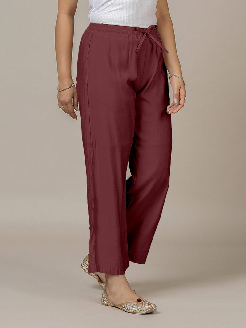 Fiza x Rozaana | Straight Pant in Deep Maroon-Binks