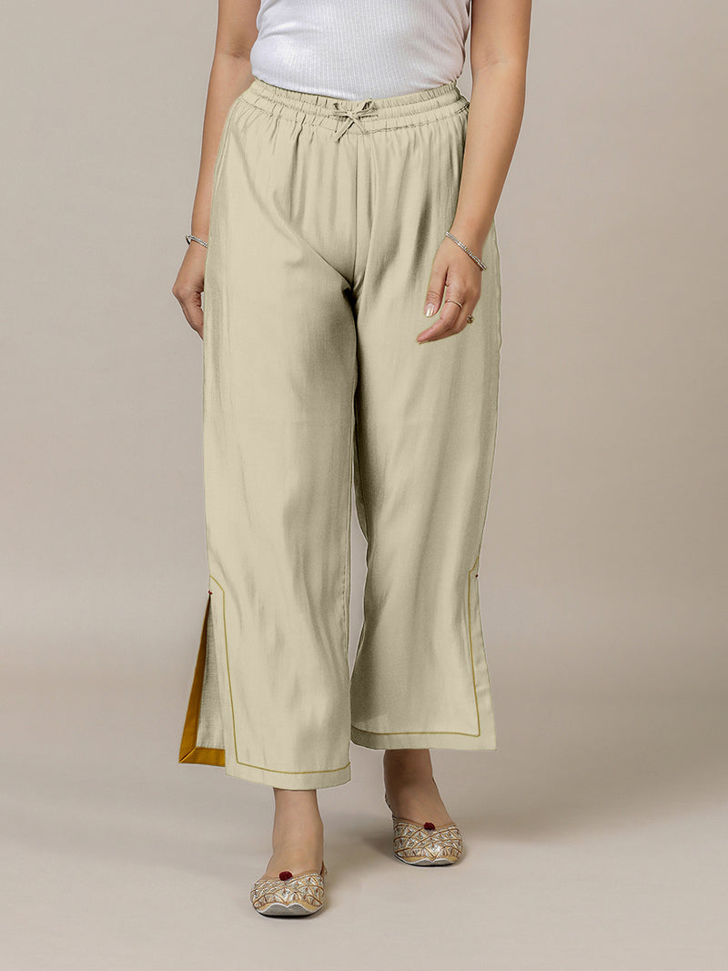 Saba x Rozaana | Ivory Cotton Silk Pants-Binks