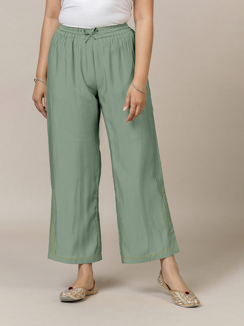 Saba x Rozaana | Mint Green Cotton Silk Pants-Binks