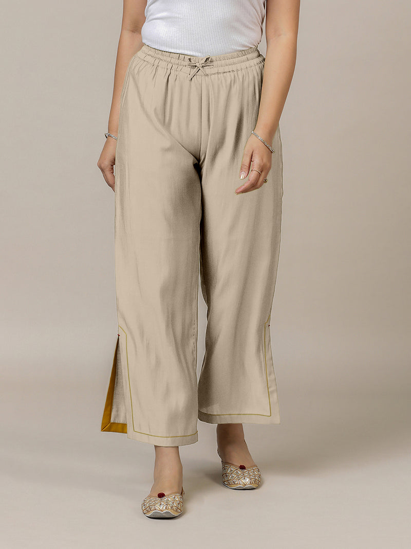 Saba x Rozaana | Oyster Grey Cotton Silk Pants-Binks